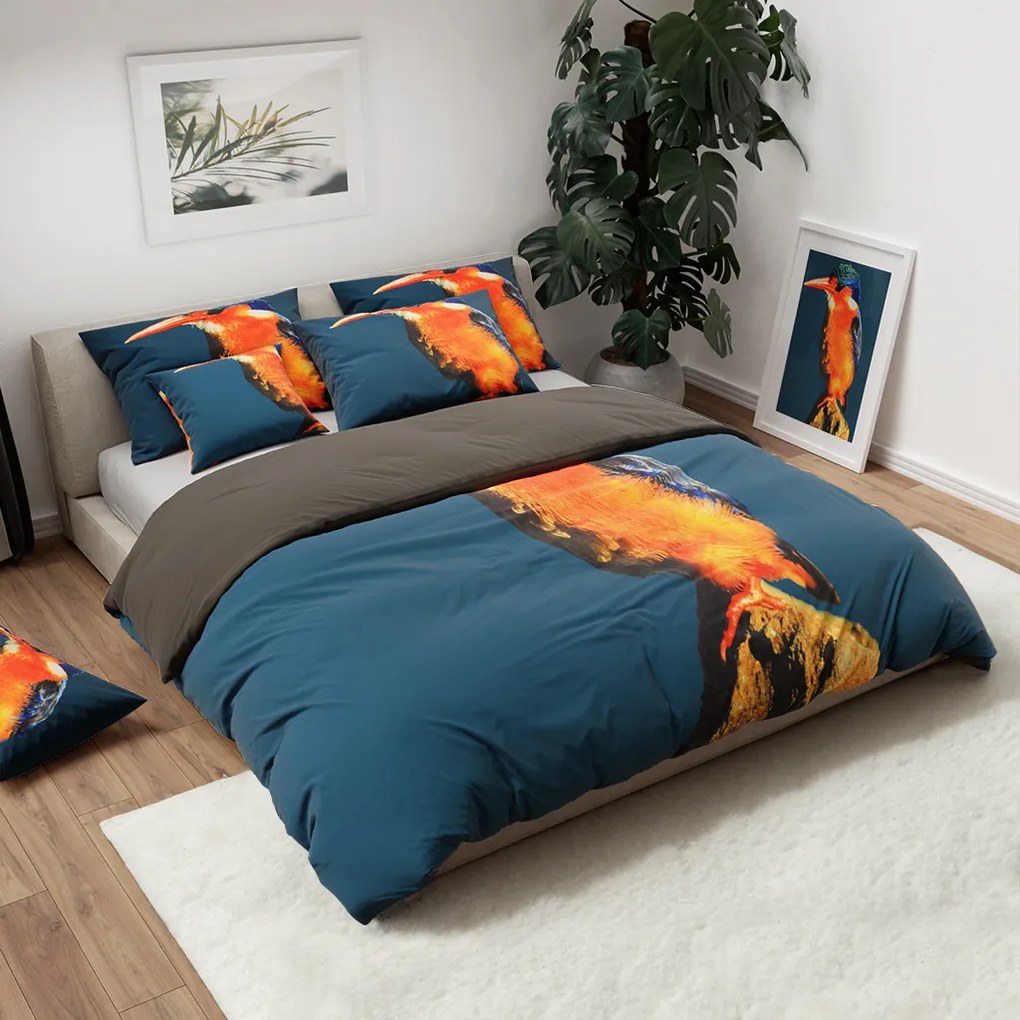 Lenjerie de pat 3D ALBASTRU-GRIS LEDNACEC Dimensiune lenjerie de pat: 70 x 90 cm | 140 x 200 cm