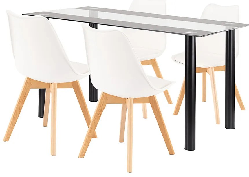 Set de sufragerie Zelma 4+1 alb-negru