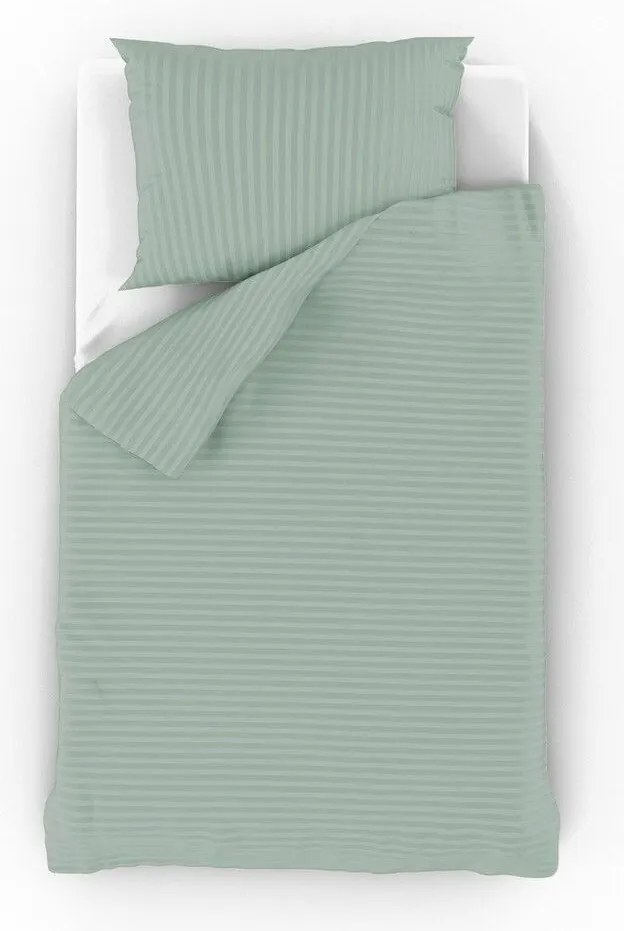 Lenjerie de pat din satin Kvalitex Stripe măsliniu, 220 x 200 cm, 2x 70 x 90 cm, 220 x 200 cm, 2 buc. 70 x 90 cm