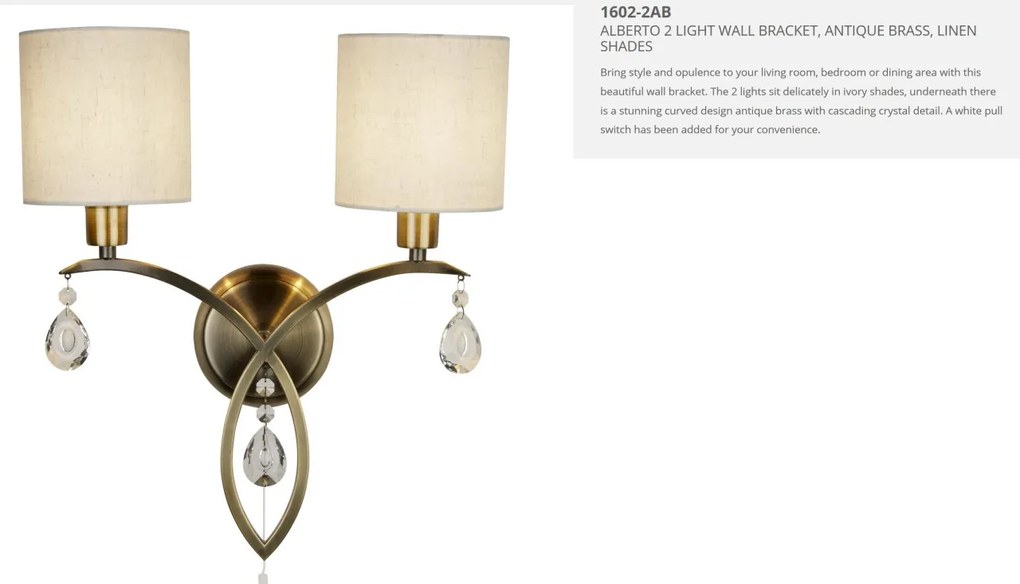 Aplica de perete eleganta design clasic Alberto 1602-2AB SRT