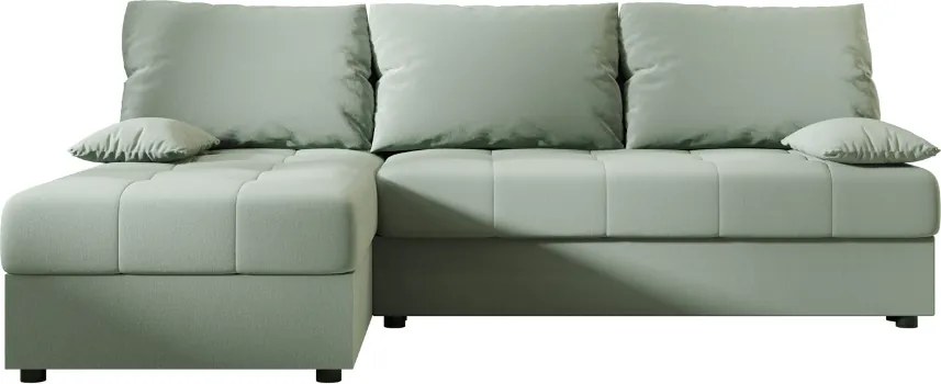 OFERTA Canapea extensibila reversibila in forma de L VENORIA SLIM 200x143 cm, verde deschis + 2 pernute GRATIS calitate II