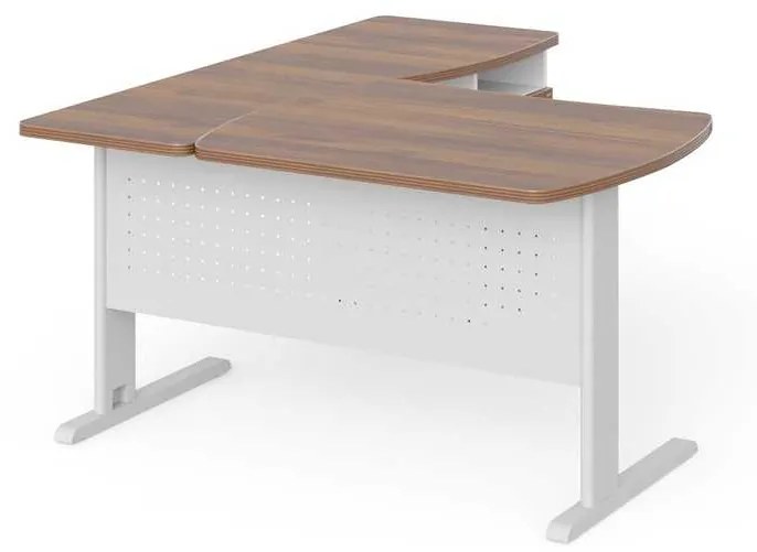 Statie de lucru de colt Manager 140 x 160 cm, dreapta, nuca warmia / alb