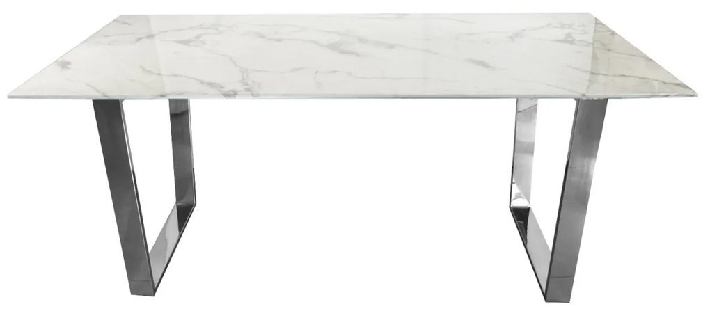 Masa Madera alb/silver marmura – 160/80/75 cm