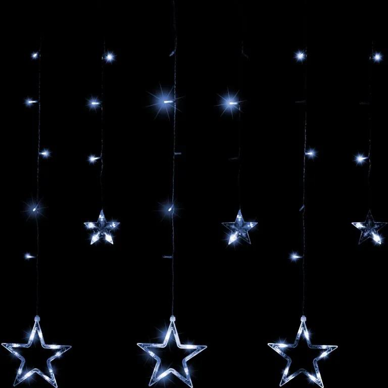 Perdea de Crăciun - 5 stele, 61 LED, alb rece + controler