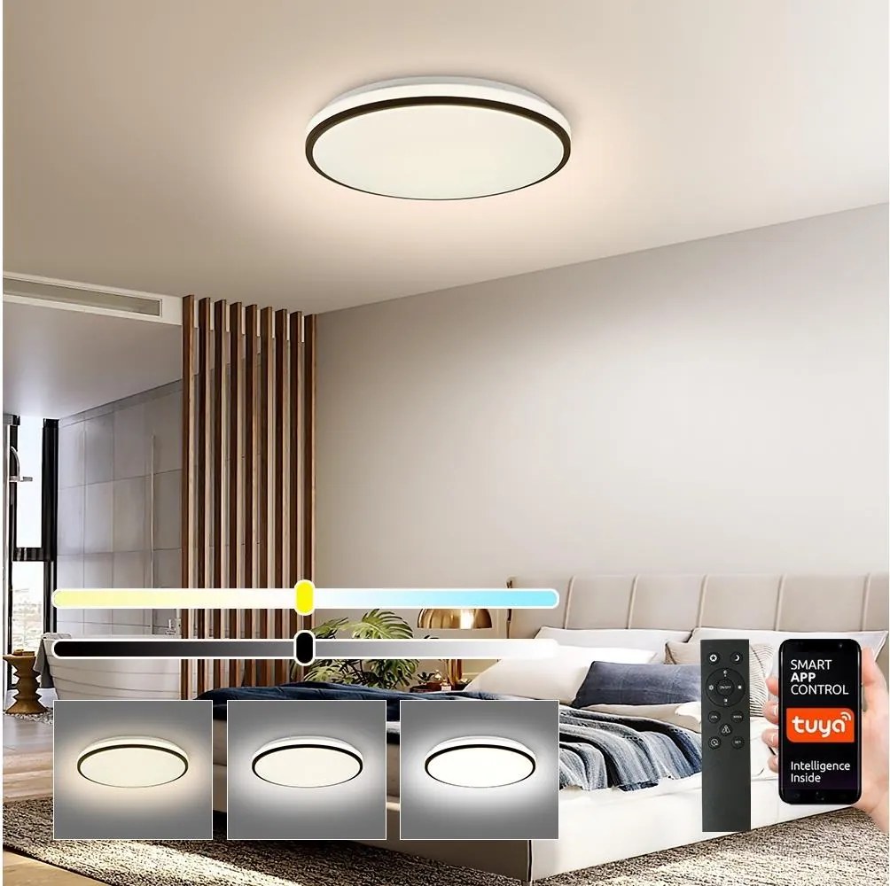 Brilagi - Plafonieră LED SMART reglabilă, 24W, 230V, Ø 38 cm, Wi‑Fi Tuya + telecomandă