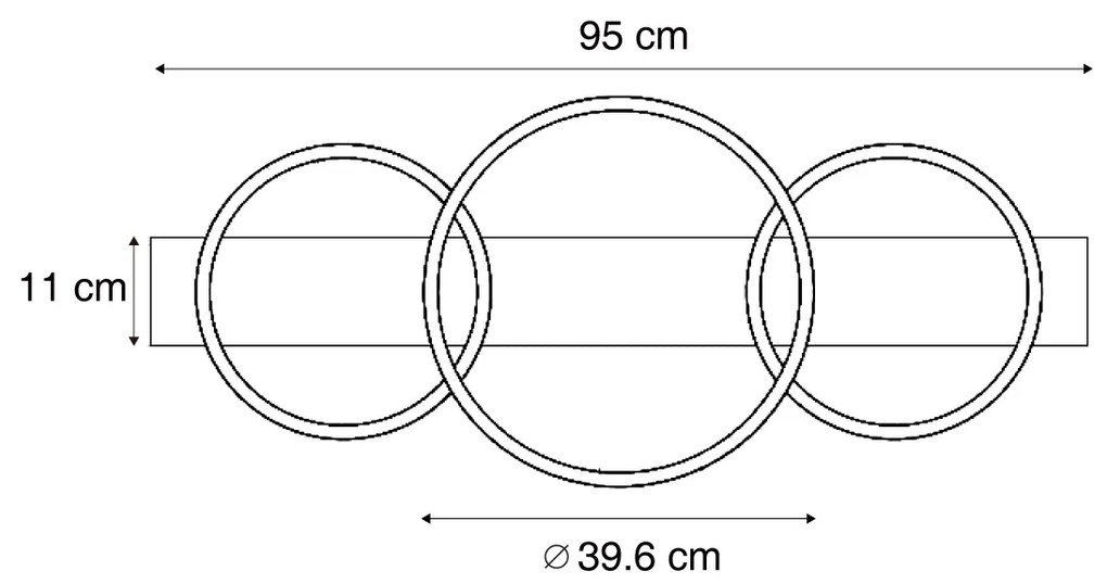 Design plafondlamp zwart rond incl. LED 3-staps dimbaar 3-lichts - Nimue