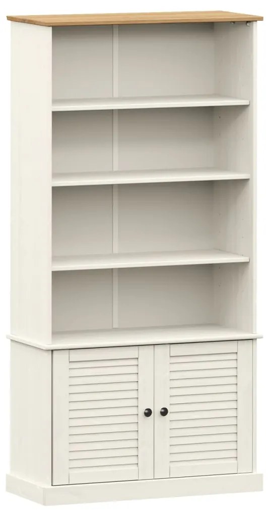 353197 vidaXL Bibliotecă „VIGO”, alb, 85x35x170 cm, lemn masiv de pin