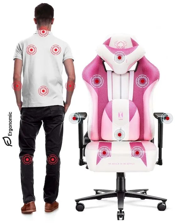 Scaun gaming Diablo X-Player 2.0 din material Normal Size Marshmallow Pink/roz Diablochairs