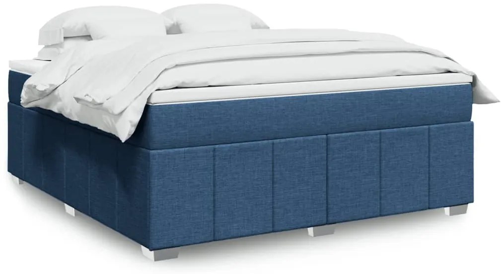vidaXL Pat box spring cu saltea, albastru, 180x200 cm, material textil