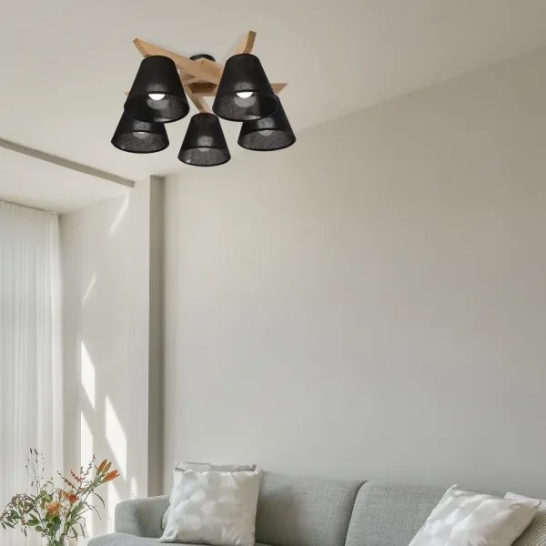 Lustră aplicată Brilagi ANTHONY 5xE14/40W/230V stejar/negru