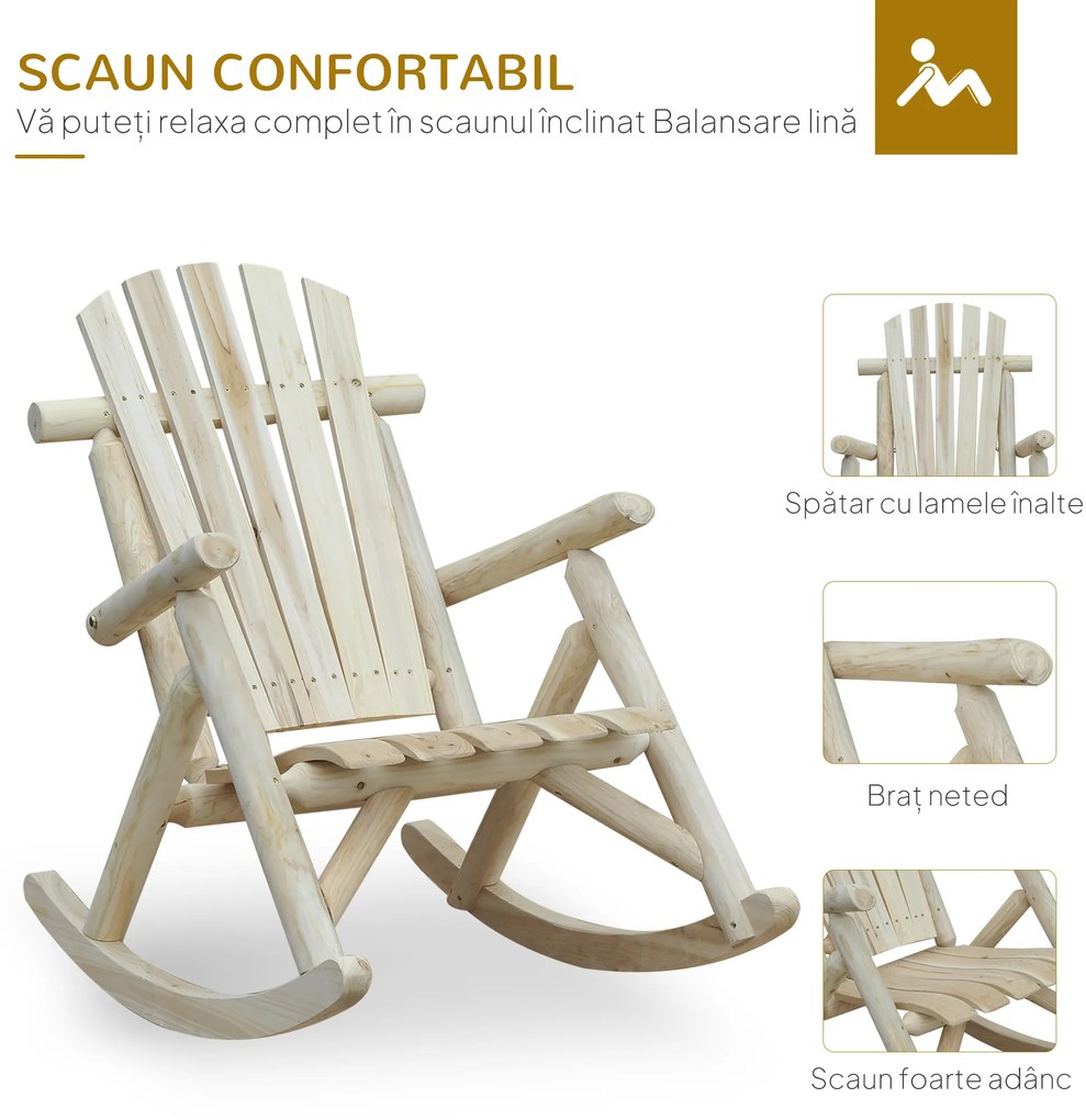Outsunny Scaun Balansoar de Gradina stil Adirondack din Lemn 96x66x98cm | Aosom Ro