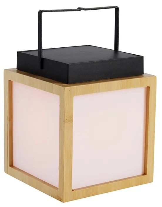 Lampă de masă din bambus cu efect de flacără, inclusiv LED IP44 reîncărcabilă solar - Vega