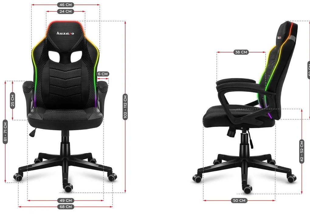 Fotoliu gaming Fusion 2.5 (negru + multicolor) (cu iluminat LED). 1087466