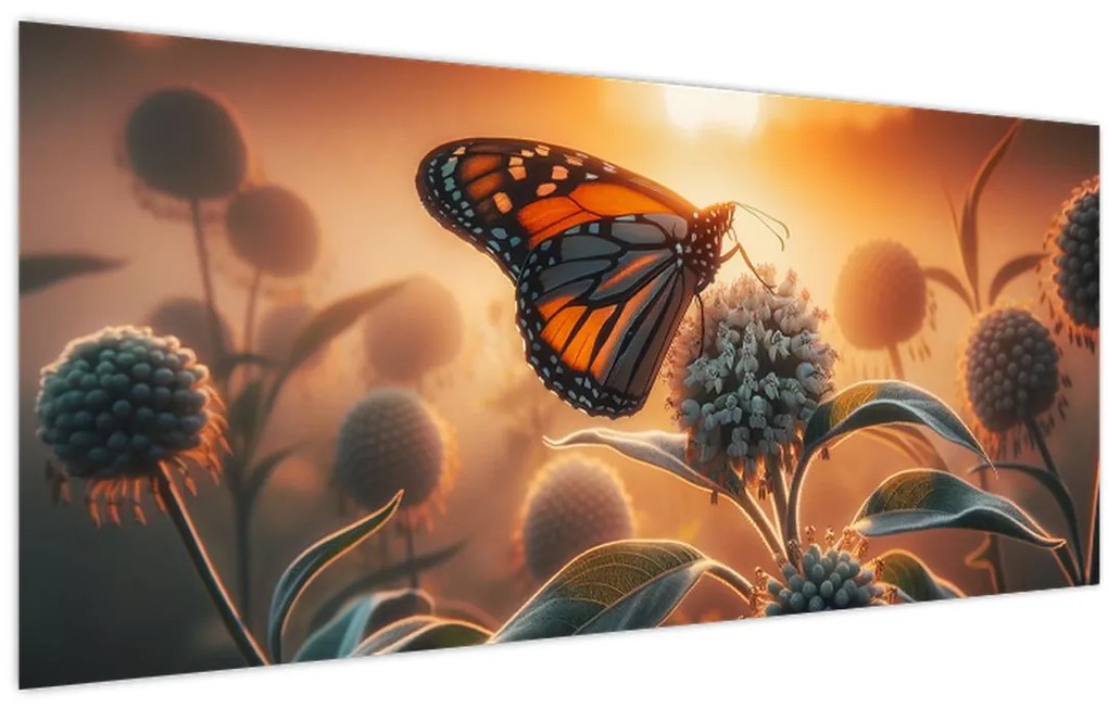Tablou – Fluture în soare apunând (120x50 cm)