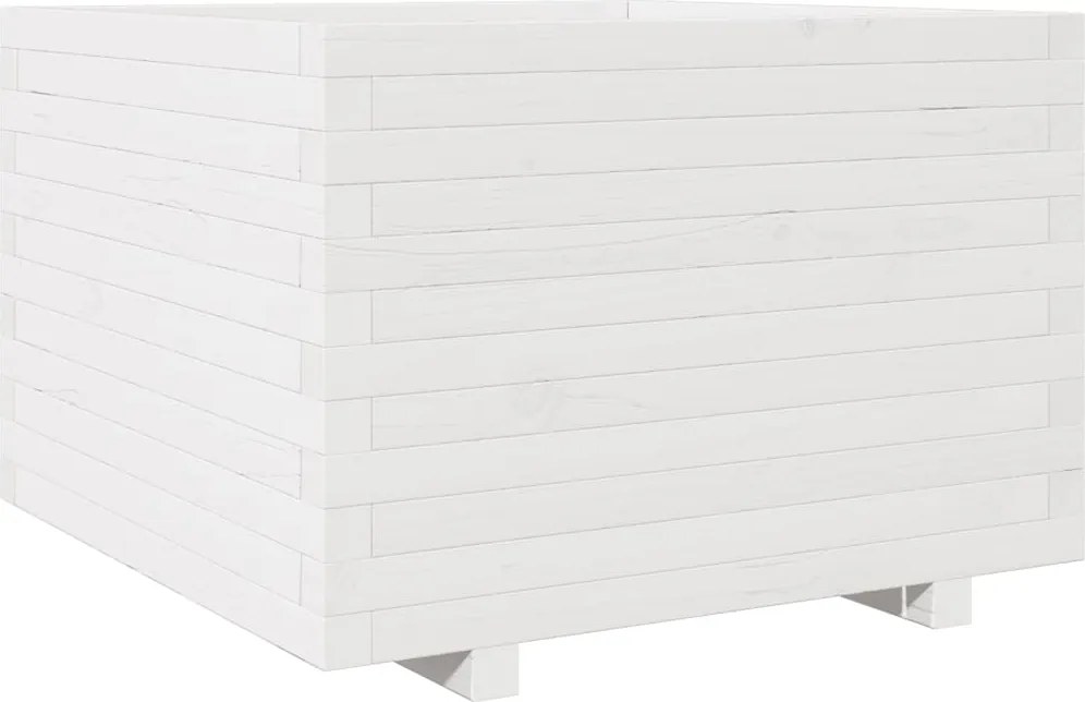 vidaXL Jardinieră de grădină, alb, 70x70x49,5 cm, lemn masiv de pin