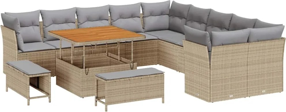 vidaXL Set de canapele pentru grădină 13 pcs Beige și gri deschis