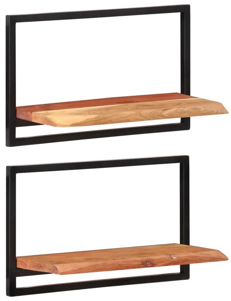 vidaXL Rafturi de perete 2 buc. 60x25x35 cm lemn masiv acacia/oțel