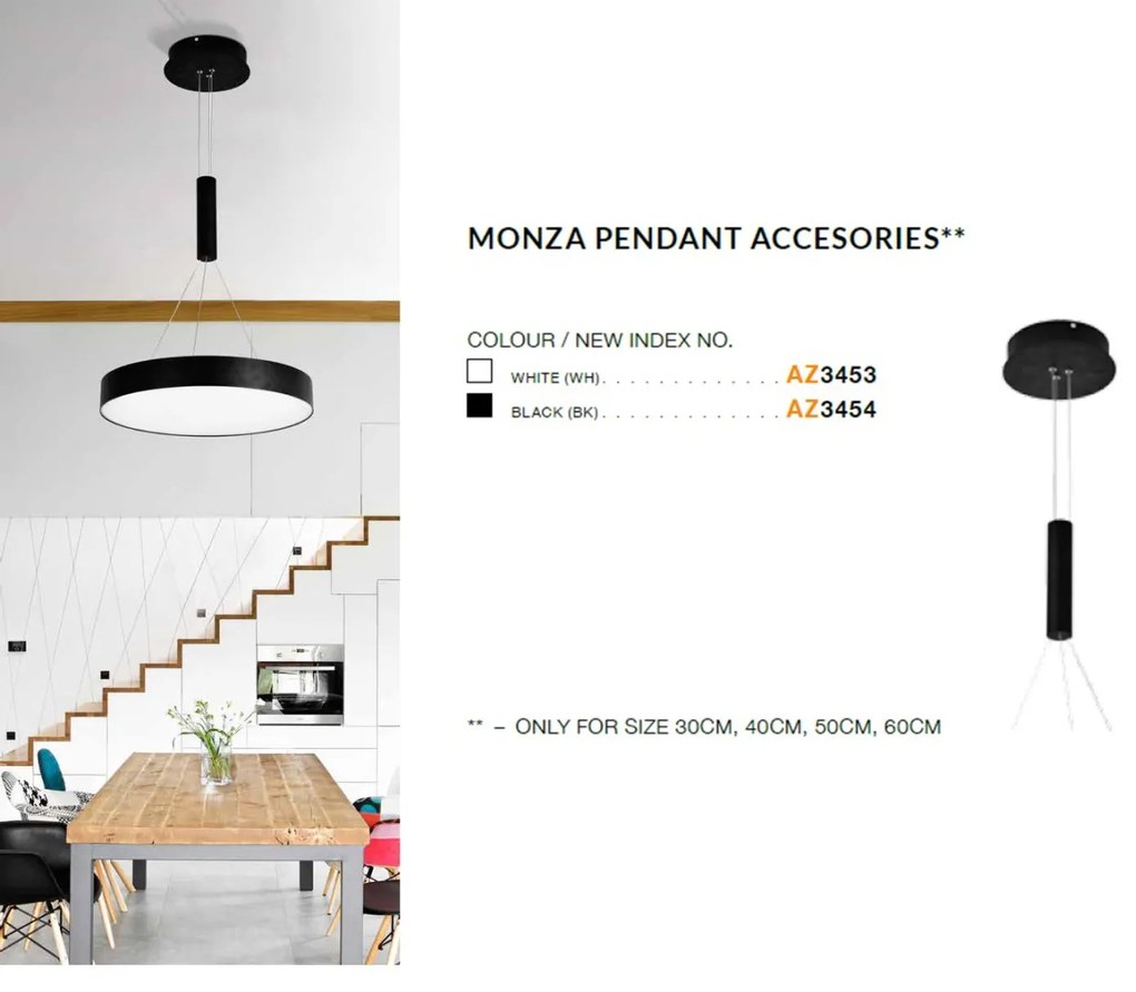 Accesoriu pentru suspendare plafoniere LED MONZA II alb ZZ AZ3453