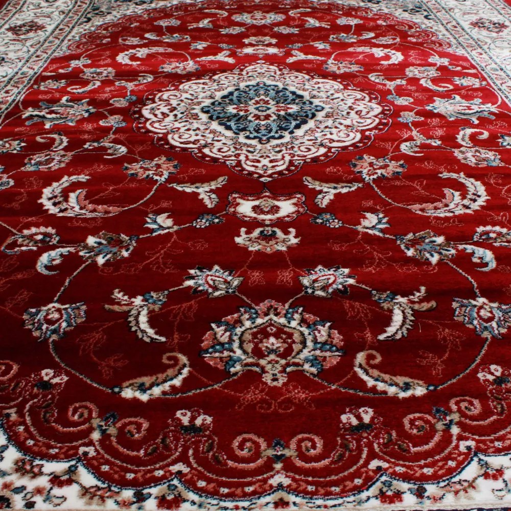 Covor clasic burgundia Isfahan 200x300 covor poliester mecanic pentru living sau dormitor