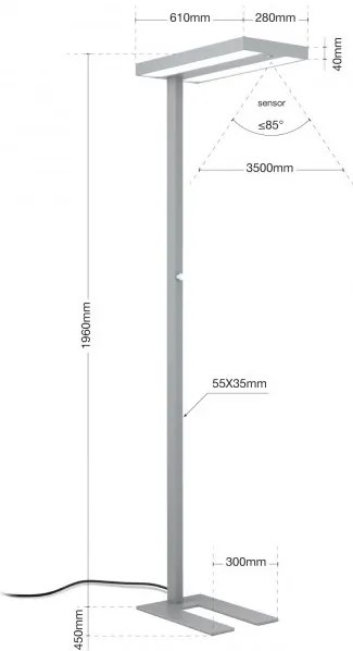 Lampa de podea dimabila cu detector de miscare si senzor de lumina naturala, OFFICE LED