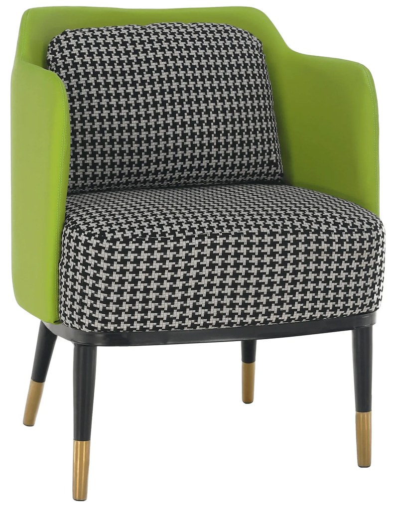 Fotoliu design, model alb-negru/ piele ecologică verde, EMREN