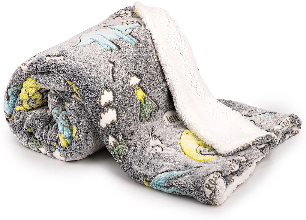 Pătură luminoasă din blăniță 4Home Dino, 150 x 200 cm