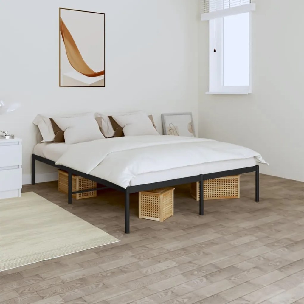 vidaXL Cadru pat metalic, negru, 140x190 cm