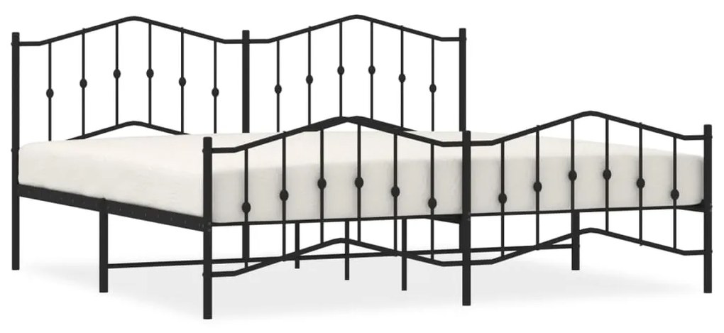 373814 vidaXL Cadru pat metalic cu tăblii de cap/picioare, negru, 200x200 cm
