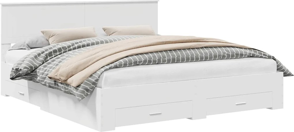 vidaXL Cadru de pat cu headboard Alb 180 x 200 cm Lemn compozit