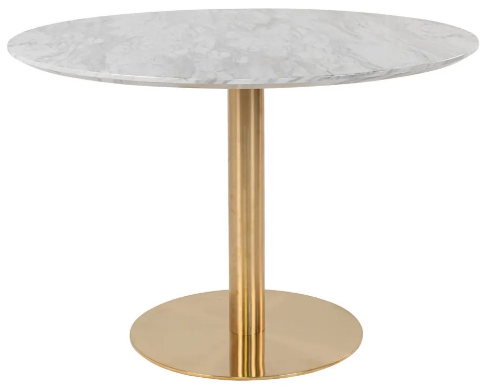 Masă de dining rotundă Bolzano 110x75 cm alb-alamă