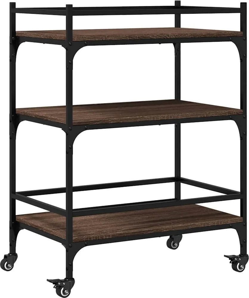 vidaXL Cărucior de bucătărie, stejar maro 65x40x86,5 cm lemn prelucrat