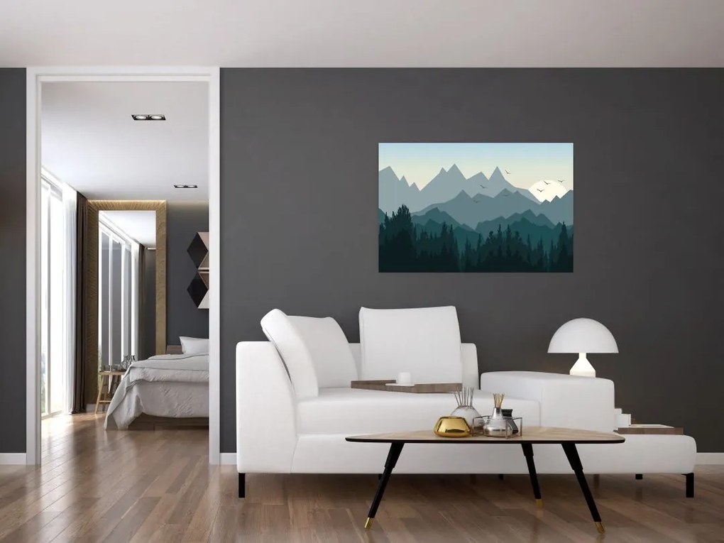 Tablou - Munții cu privirea graficeanului (90x60 cm)