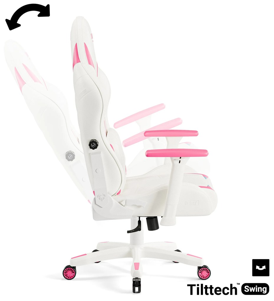 Scaun de gaming pentru copii Kido by Diablo X-Ray 2.0: alb-roz