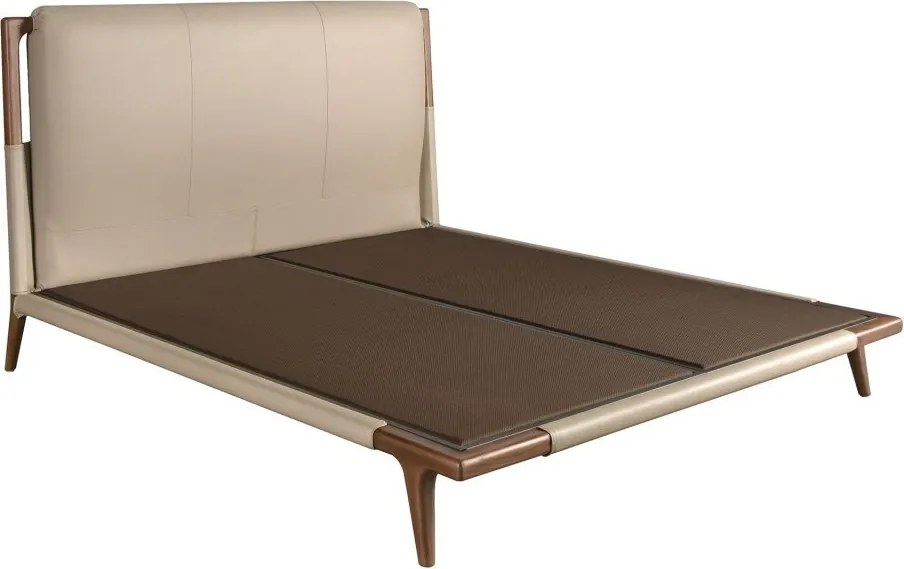 Pat dublu tapitat design LUX din lemn si piele sintetica Mink 180x200cm