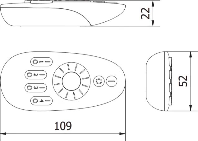 Telecomandă Mono GTV pentru bandă LED, 4 zone, alb Plastic, Alb