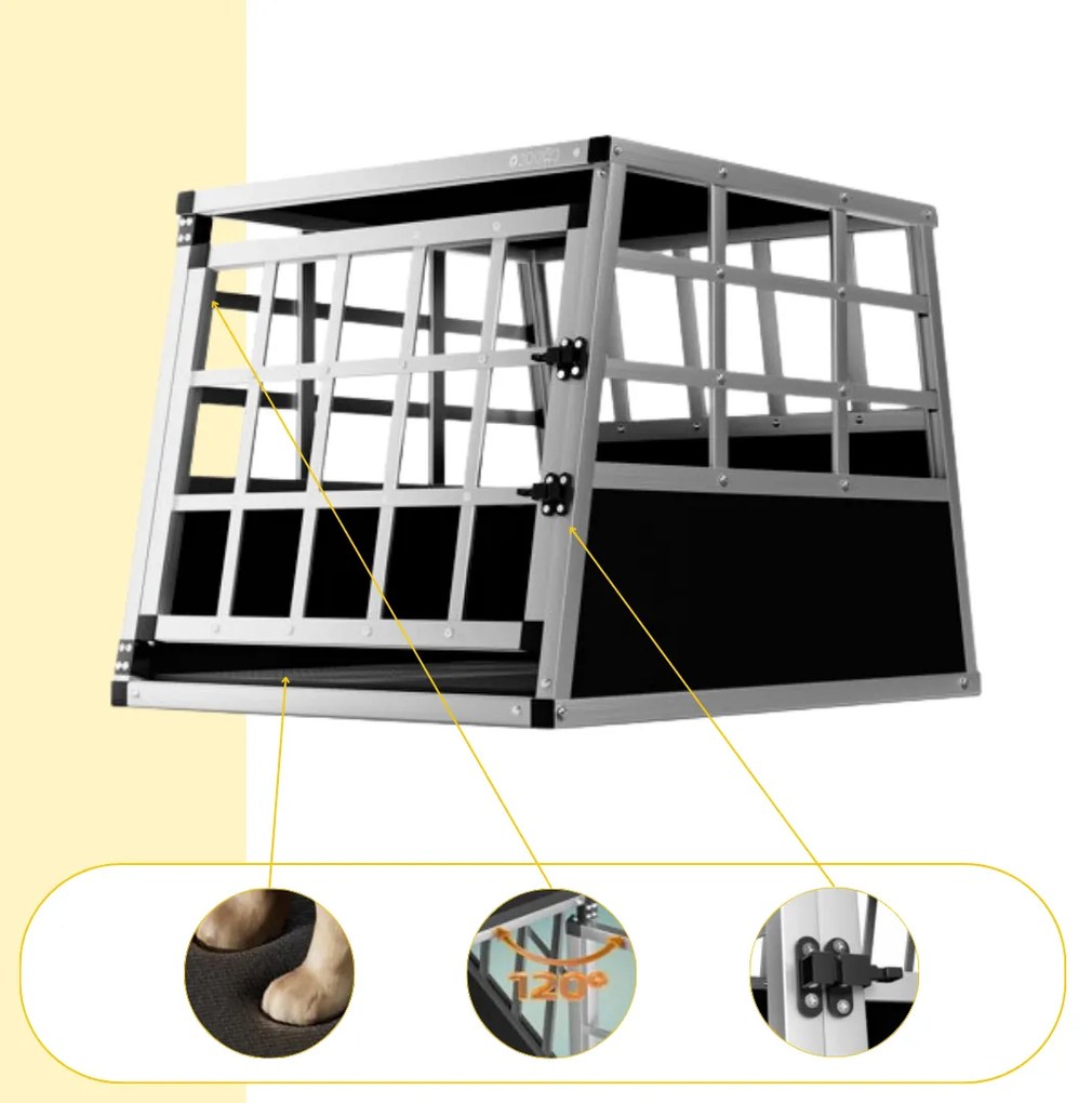 Cușcă de transport pentru câini BRUNO, 66x90x72cm, argintiu/negru Jurhan