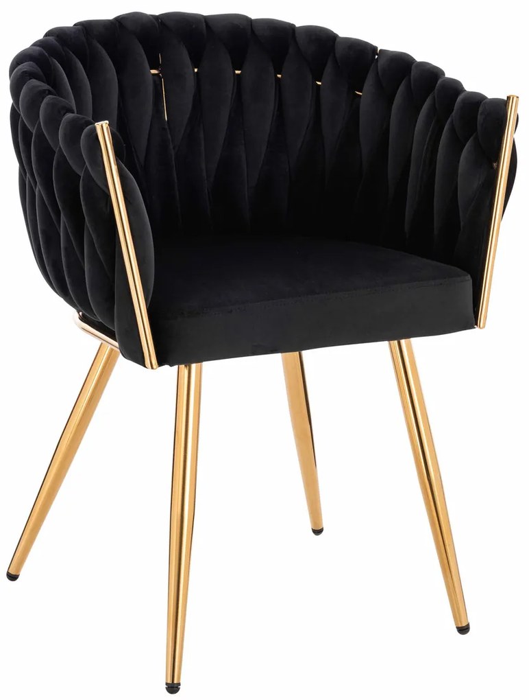 HR750 Scaun cu picioare Aurie Neagră din Catifea