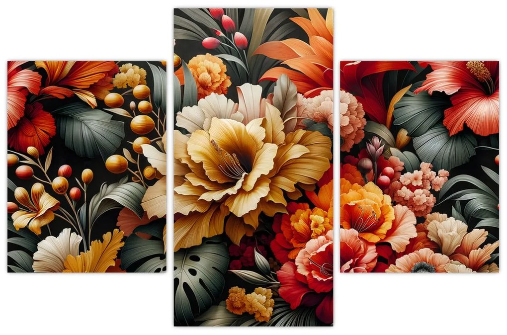 Tablou - Flori portocalii și roșii (90x60 cm)