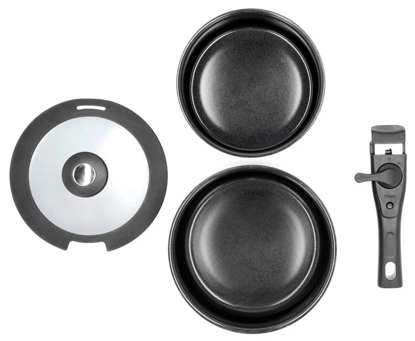 Set de cratițe cu mâner detașabil cu capac/cu suprafață antiaderentă 2 buc. din aluminiu 2,4 l – Holm