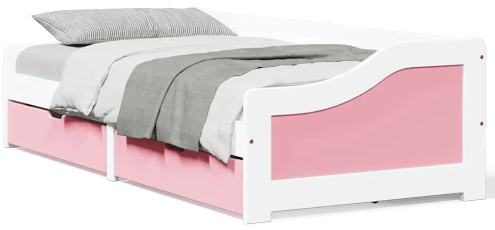 vidaXL Pat de zi cu 2 sertare fără saltea „IRUN” alb și roz 90x200 cm