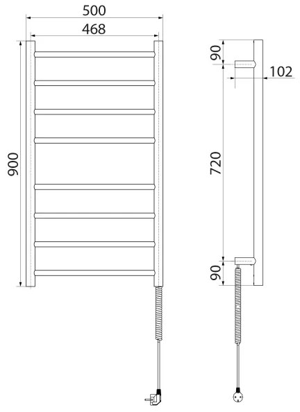 Sapho Uscător electric pentru prosoape REDONDO, 75 W / 230 V, 50 x 90 cm, negru mat
