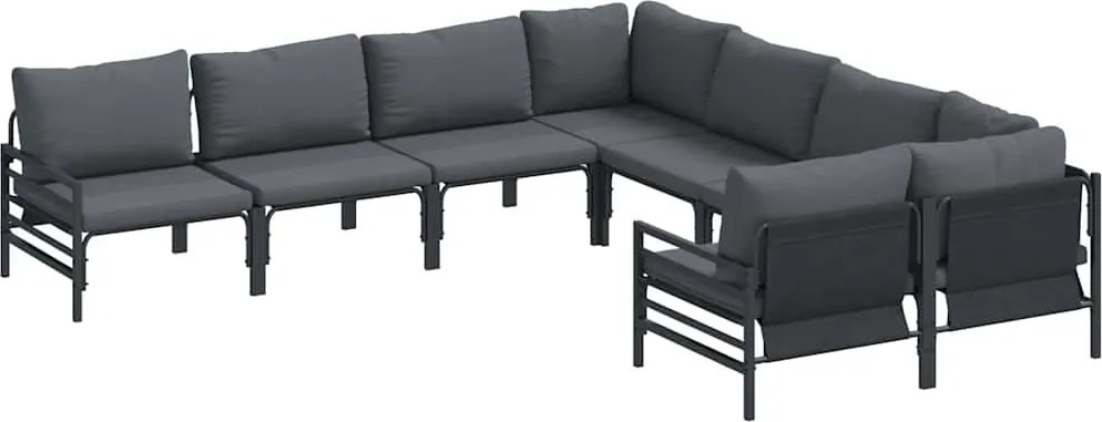 vidaXL Set de canapele pentru grădină cu pernă Antracit Oţel