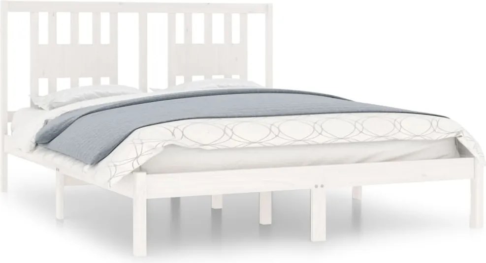 vidaXL Cadru pat, alb, 140x200 cm, lemn masiv de pin