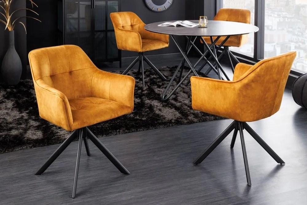 Set de 2 scaune pivotante Loft, galben mustar