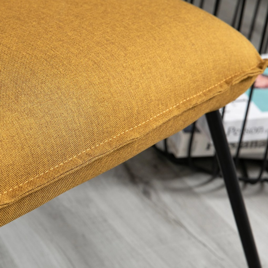 HOMCOM Fotoliu mic modern Scaun capitonat Stil nordic, Structura de metal si Sezut mare, Galben, 63 x 75 x 70cm