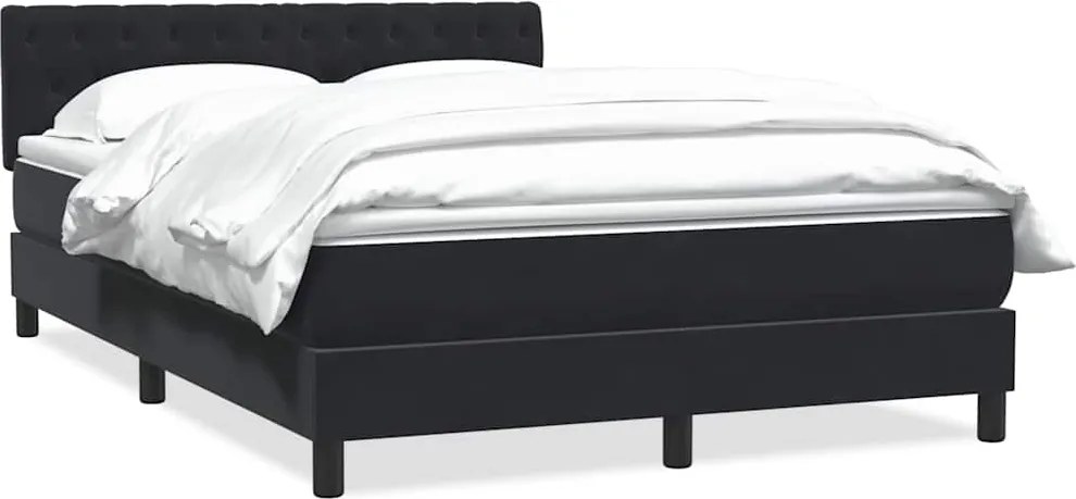 vidaXL Pat box spring cu saltea, negru, 160x210 cm, catifea
