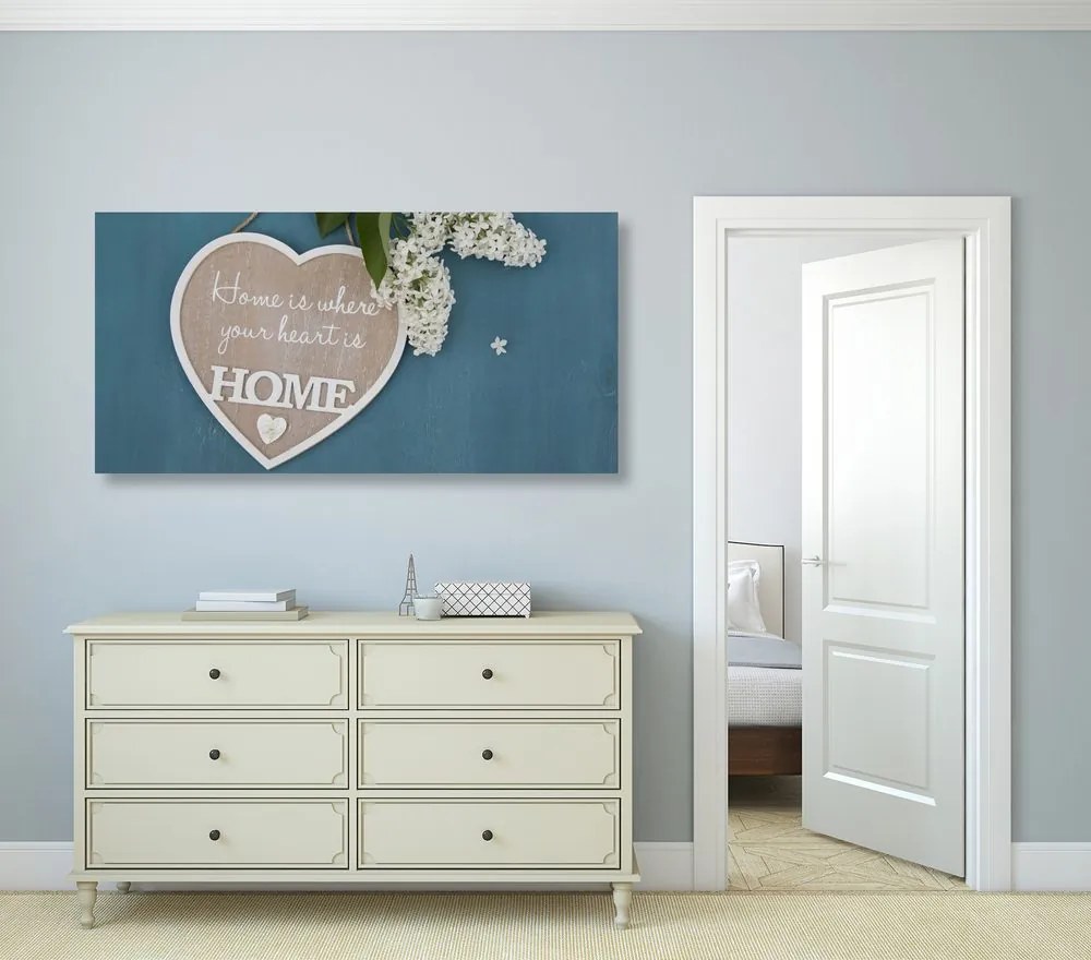 Tablou inimă cu citat - Home is where your heart is