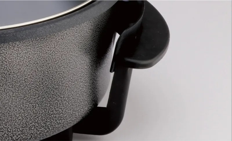La mâna a doua: Tigaie electrica pentru pizza Rosberg R51010B, 1500W, 32 cm, Termostat, Acoperire antiaderenta, Gri