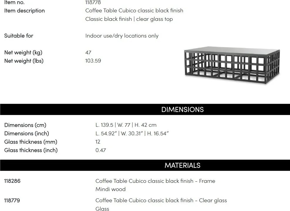 Masuta de cafea design LUX Cubico