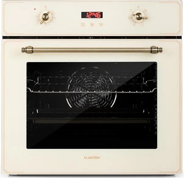 Klarstein Elizabeth, cuptor încorporat, design retro, 6 funcții, 50 - 250 ° C, crem